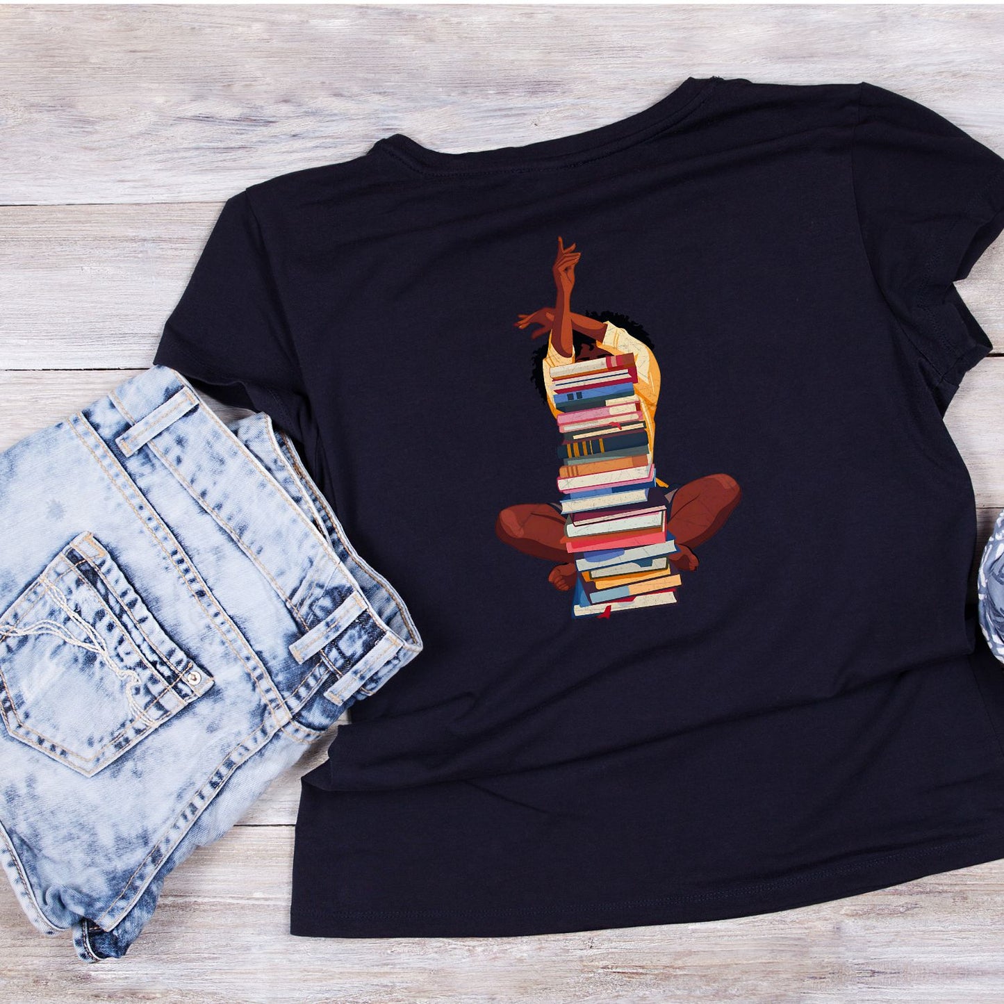 Woman With Stack of Books T-shirt
