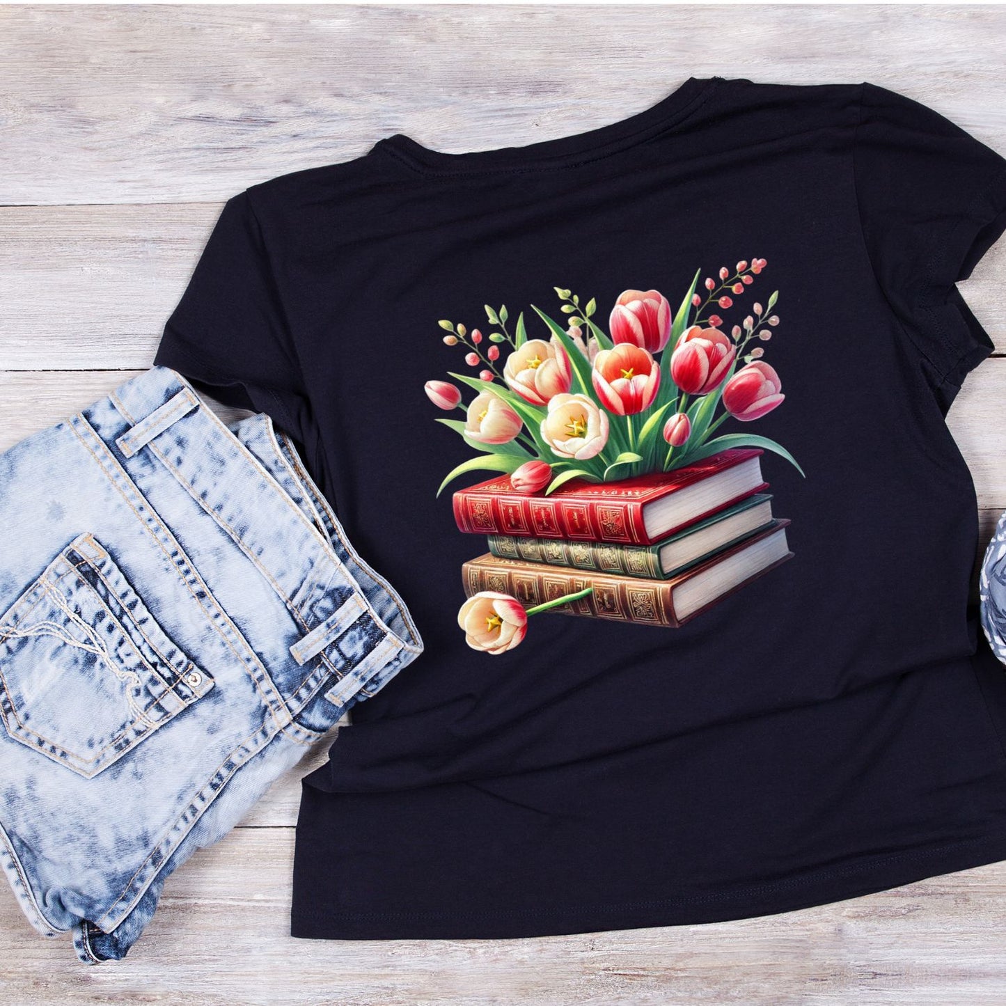 Tulips Vintage Books T-shirt