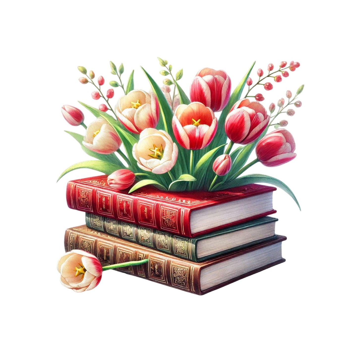Tulips Vintage Books T-shirt