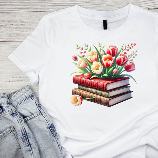 Tulips Vintage Books T-shirt