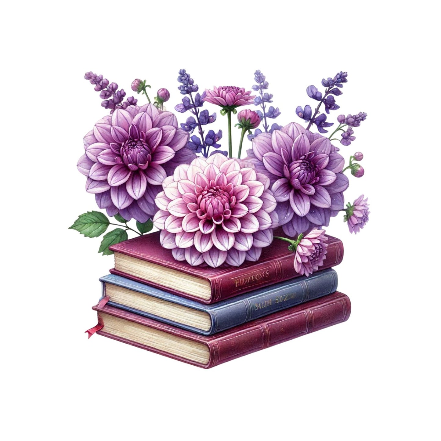 Purple Dahlia Vintage Books T-shirt