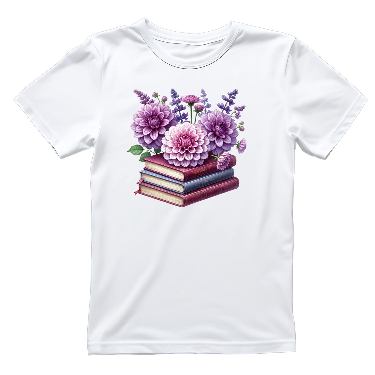 Purple Dahlia Vintage Books T-shirt