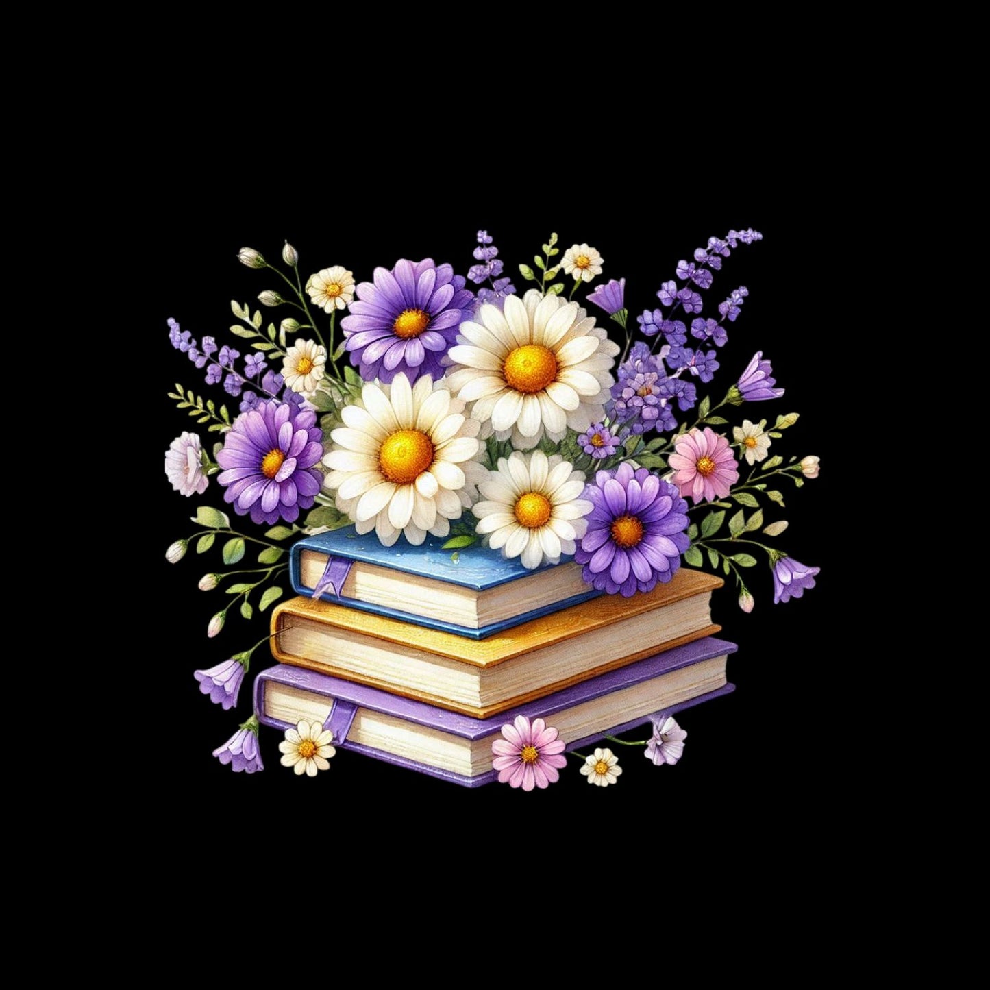 Floral Bouquet Vintage Books T-shirt