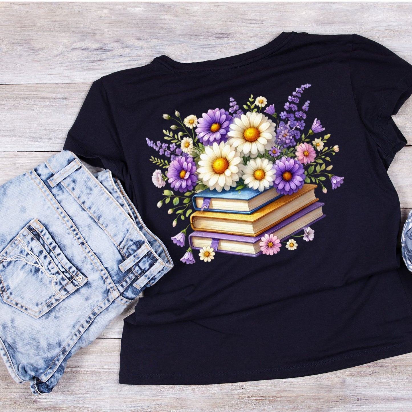 Floral Bouquet Vintage Books T-shirt