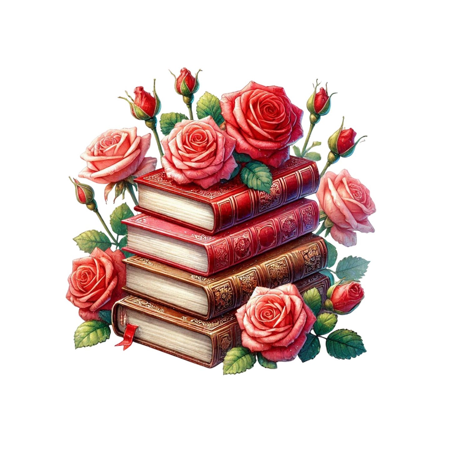 Red Roses Vintage Books T-shirt