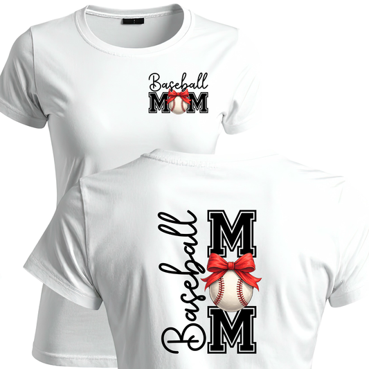 Baseball Mom (front) Baseball Mom (back) T-shirt | Mama Graphic Tee | Mommy Printed Shirt | Mother’s Day | Sports