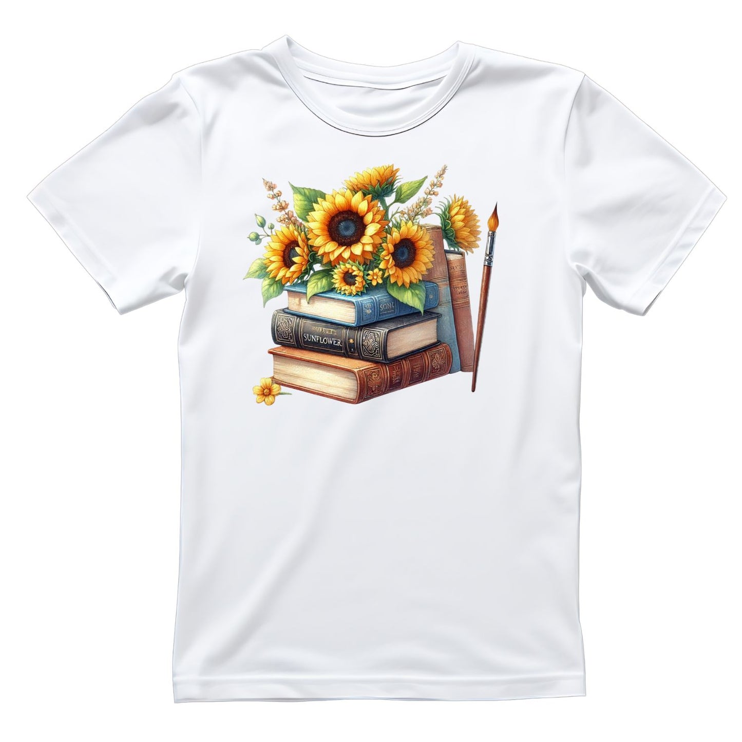 Sunflowers Vintage Books & Paintbrush T-shirt