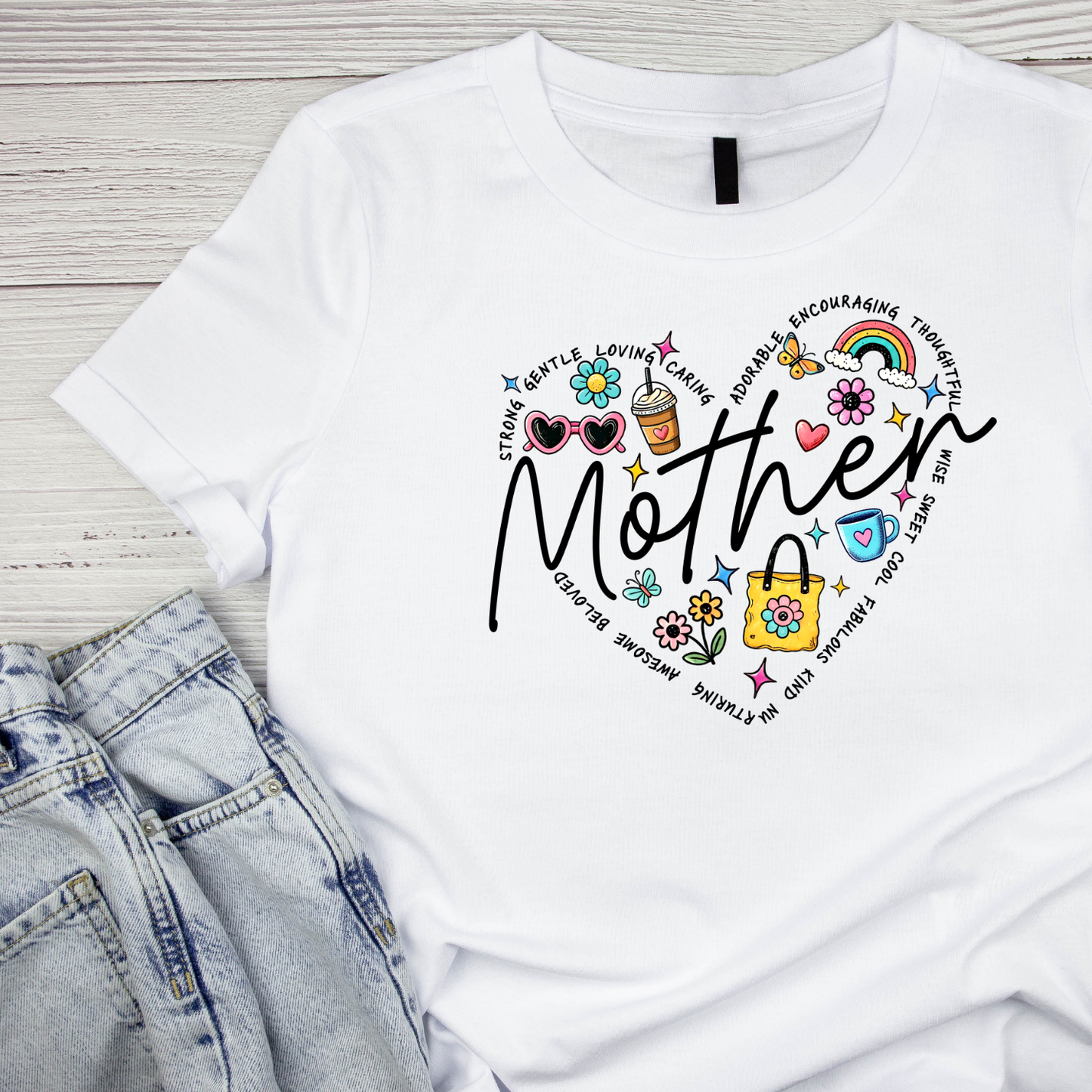 Mother Strong Gentle Caring Heart T-shirt | Mama Graphic Tee | Mommy Printed Shirt | Mother’s Day | Birthday |