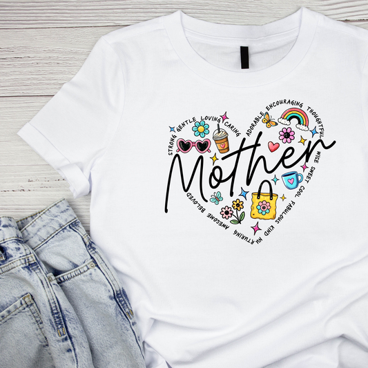 Mother Strong Gentle Caring Heart T-shirt | Mama Graphic Tee | Mommy Printed Shirt | Mother’s Day | Birthday |