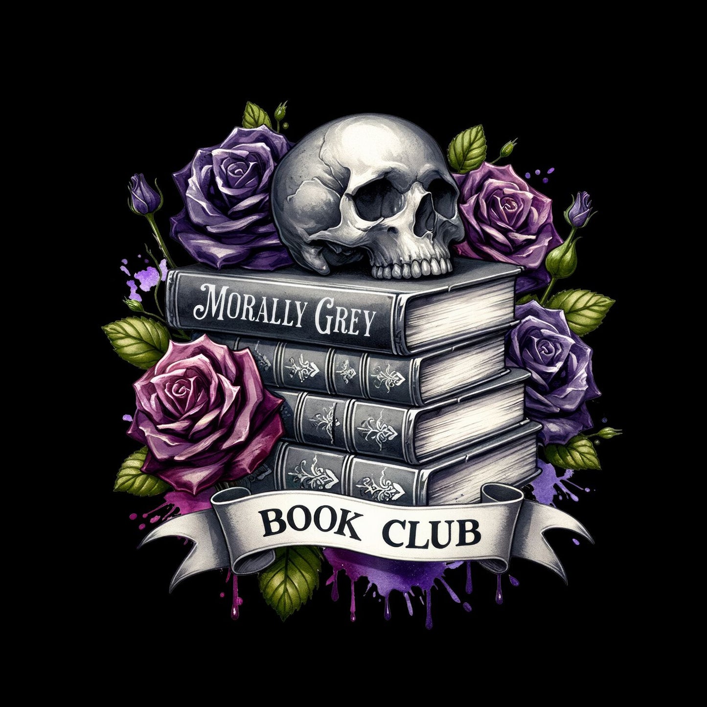 Morally Grey Book Club Skulls & Roses T-shirt