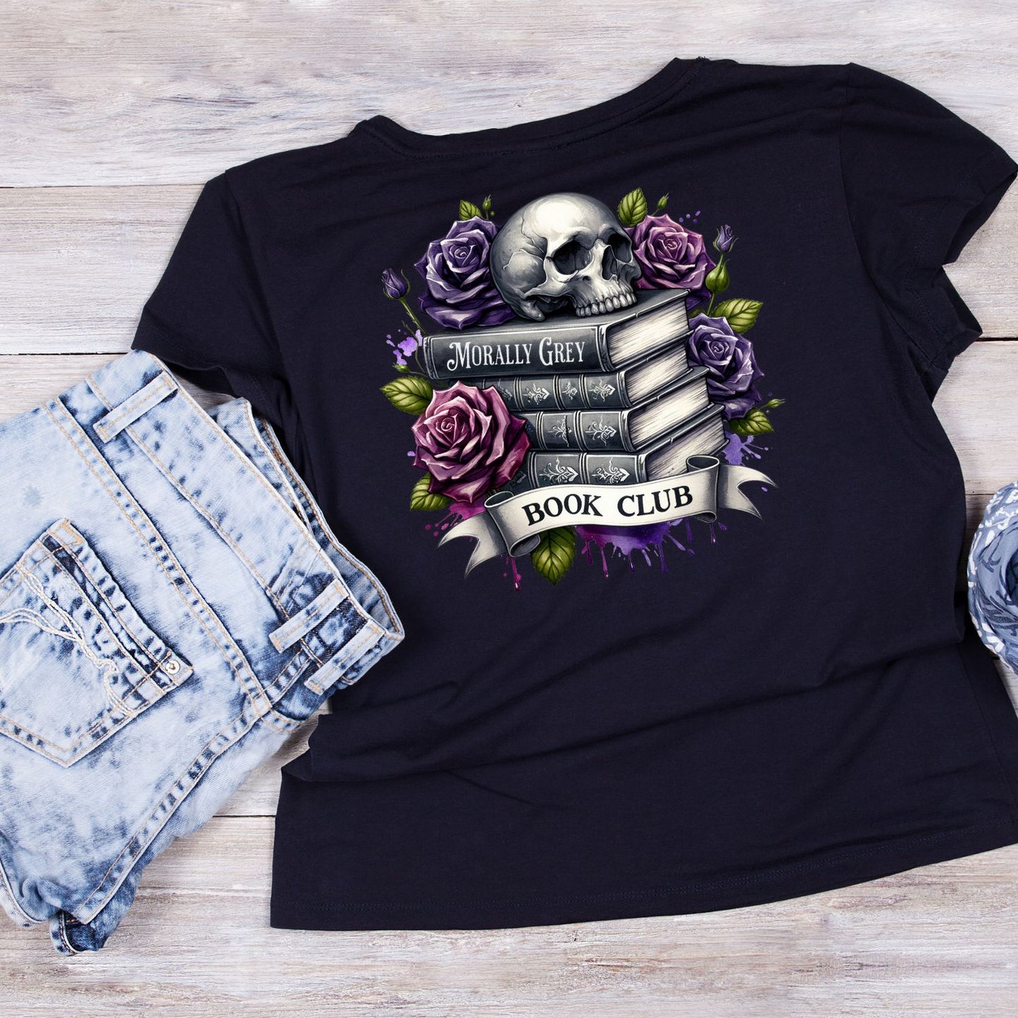 Morally Grey Book Club Skulls & Roses T-shirt
