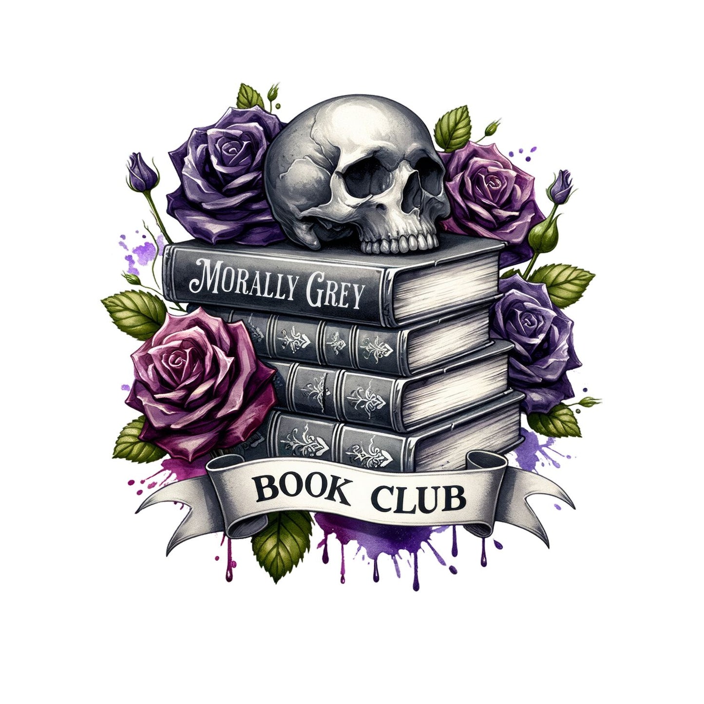 Morally Grey Book Club Skulls & Roses T-shirt
