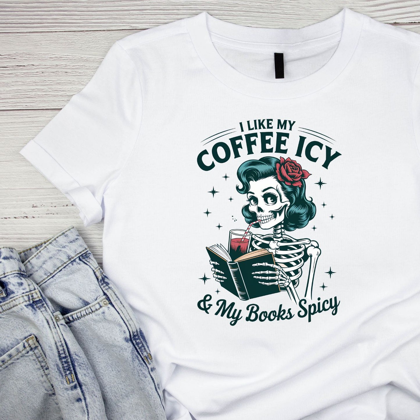 I Like My Coffee & My Books Spicy T-shirt