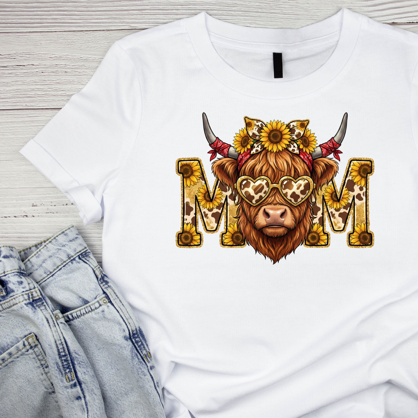 Mom Highland CowT-shirt | Sports Graphic Tee | Mother Printed Shirt