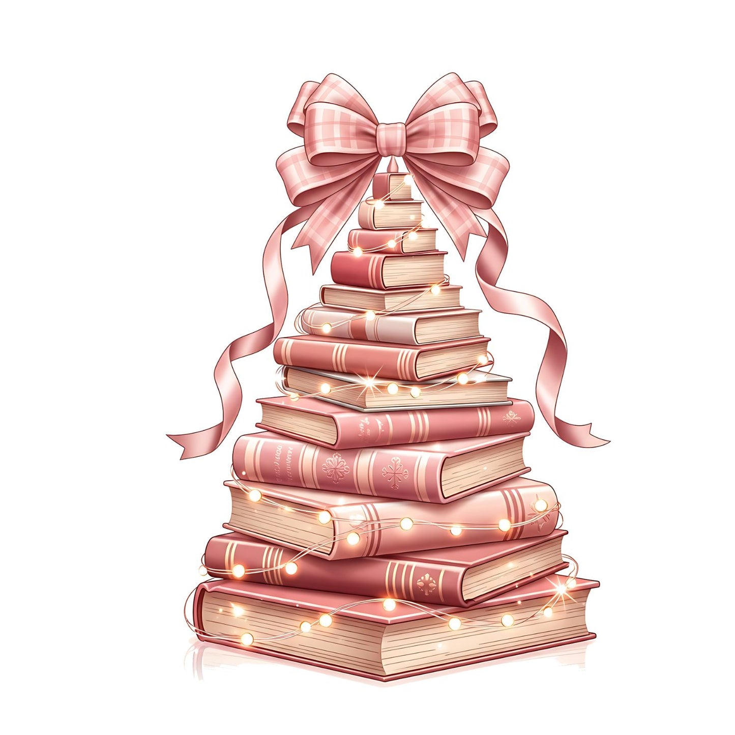 Pink Stacked Books Christmas Tree T-shirt