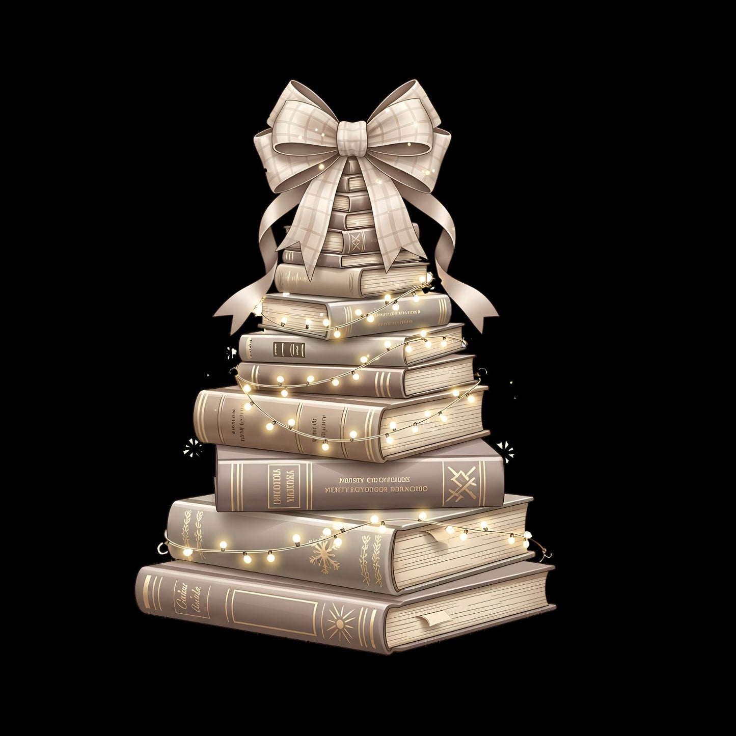 Gold Stacked Books Christmas Tree T-shirt