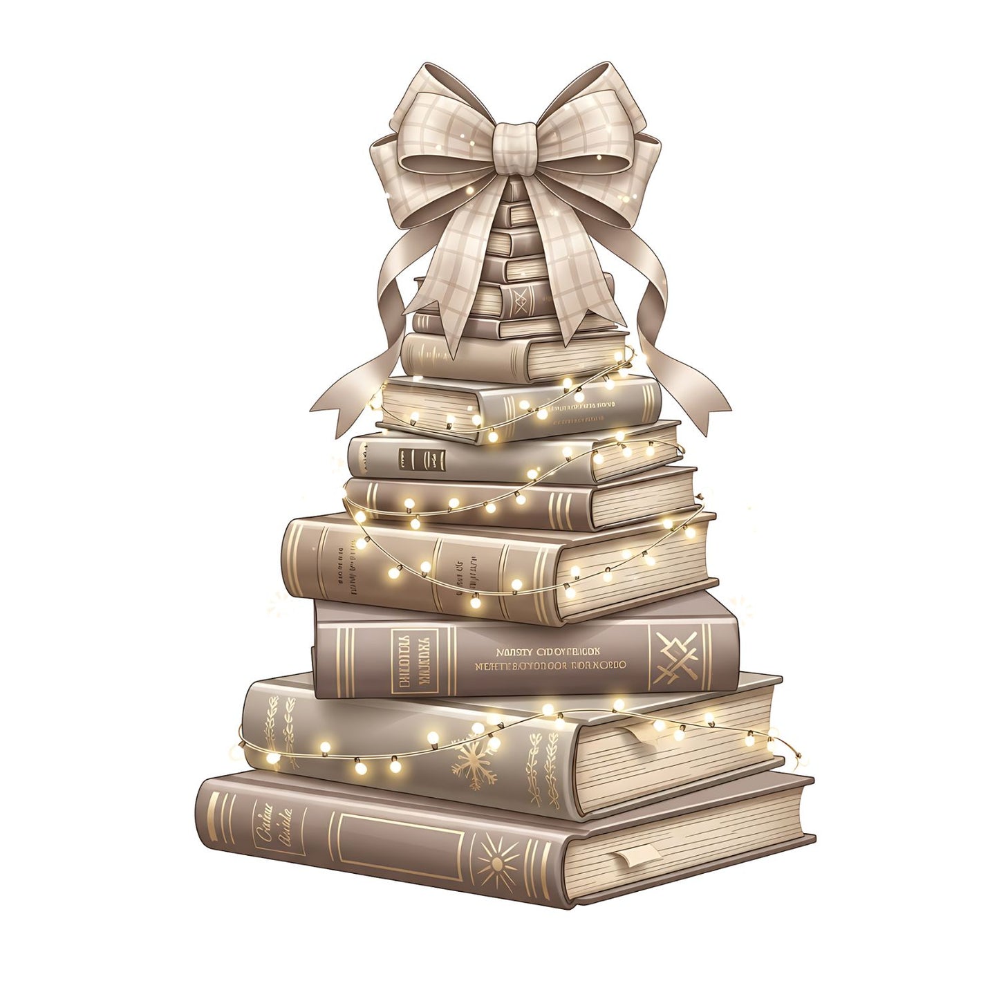 Gold Stacked Books Christmas Tree T-shirt