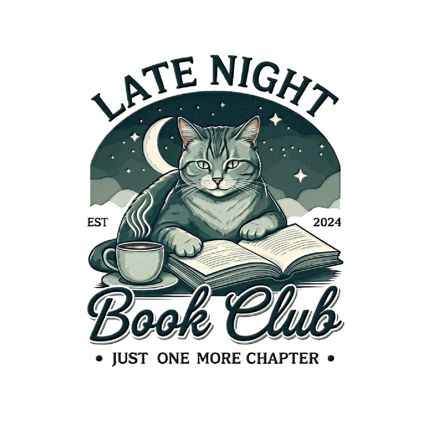 Late Night Book Club Just One More Chapter Cat T-shirt