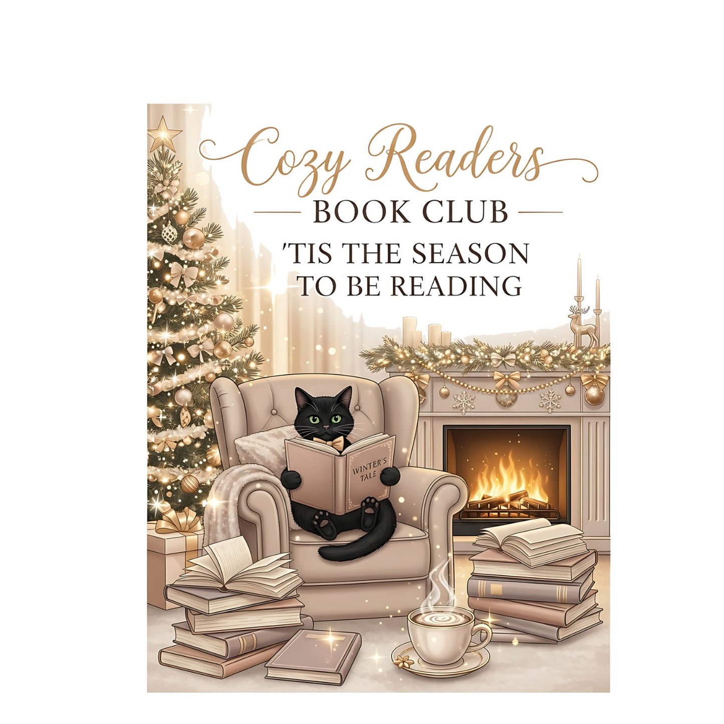 Cozy Readers Book Club Tis the Season To Be Reading Christmas Cat T-shirt