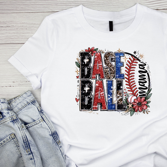Baseball Mama Flowers T-shirt | Mama Graphic Tee | Mommy Printed Shirt | Mother’s Day | Birthday | Sports
