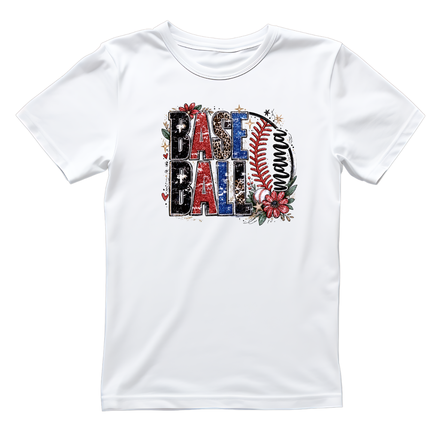 Baseball Mama Flowers T-shirt | Mama Graphic Tee | Mommy Printed Shirt | Mother’s Day | Birthday | Sports