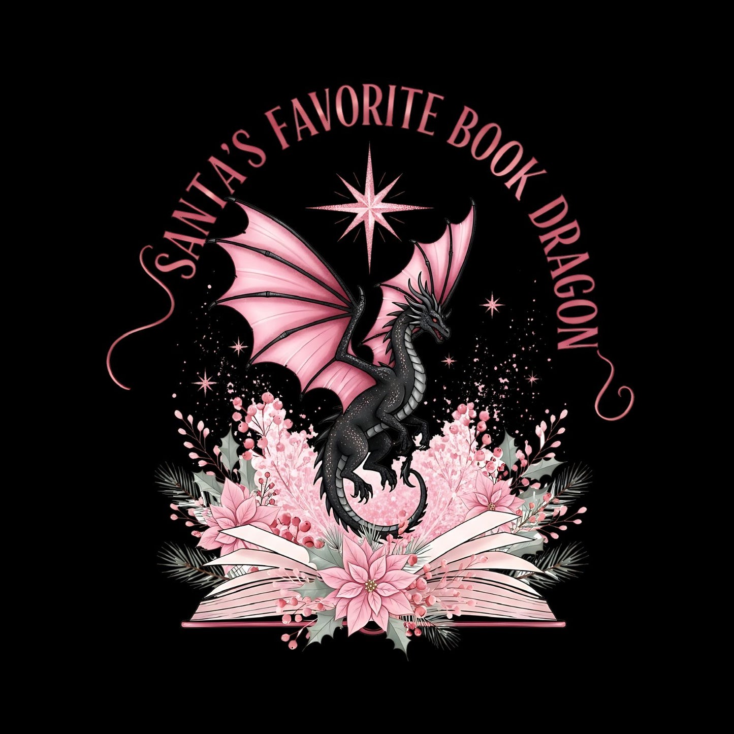 Santa’s Favorite Book Dragon Pink T-shirt