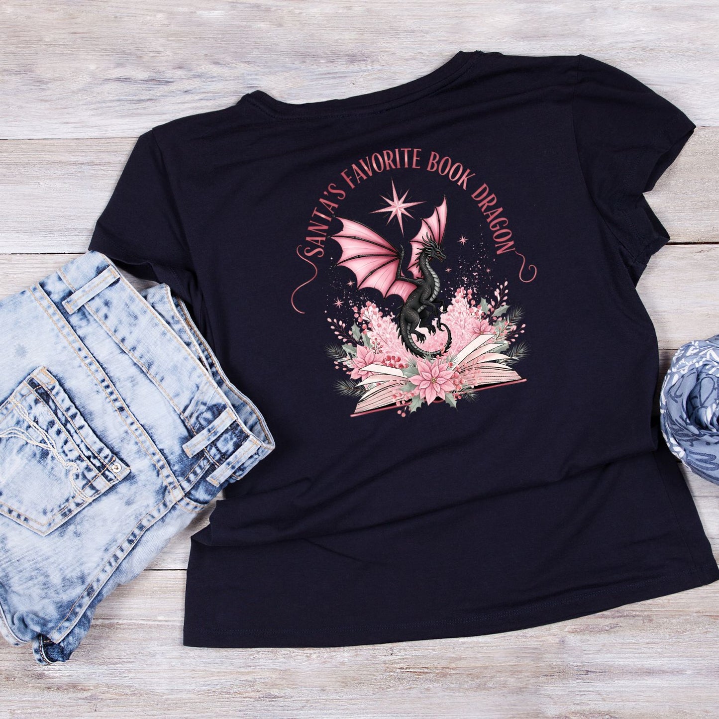 Santa’s Favorite Book Dragon Pink T-shirt
