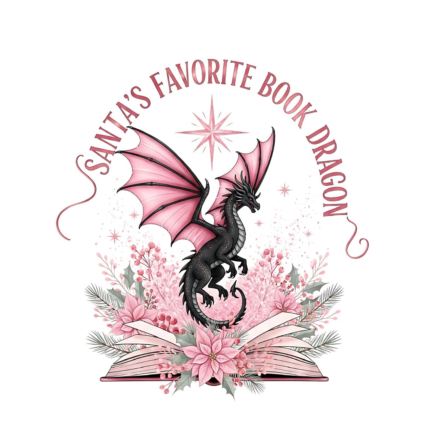 Santa’s Favorite Book Dragon Pink T-shirt