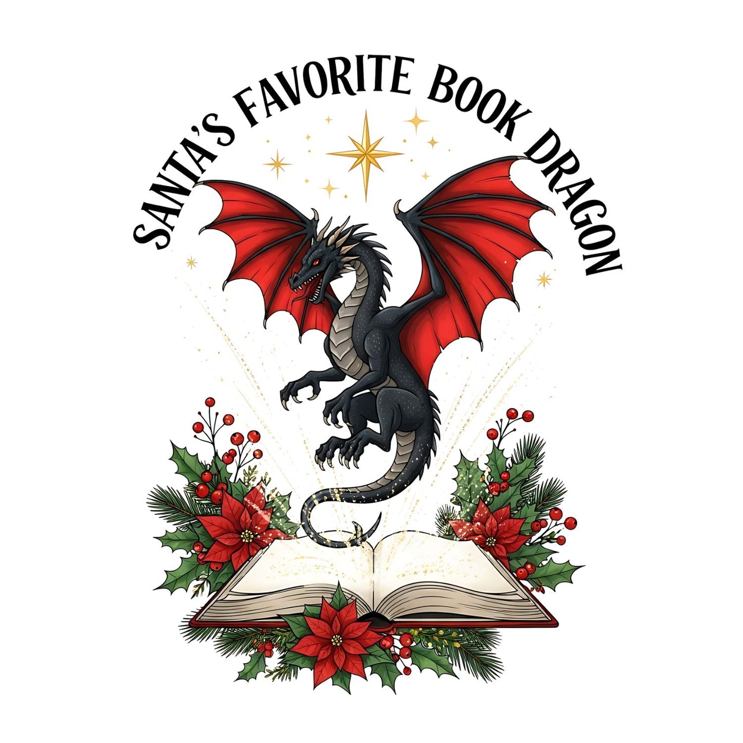 Santa’s Favorite Book Dragon Red T-shirt