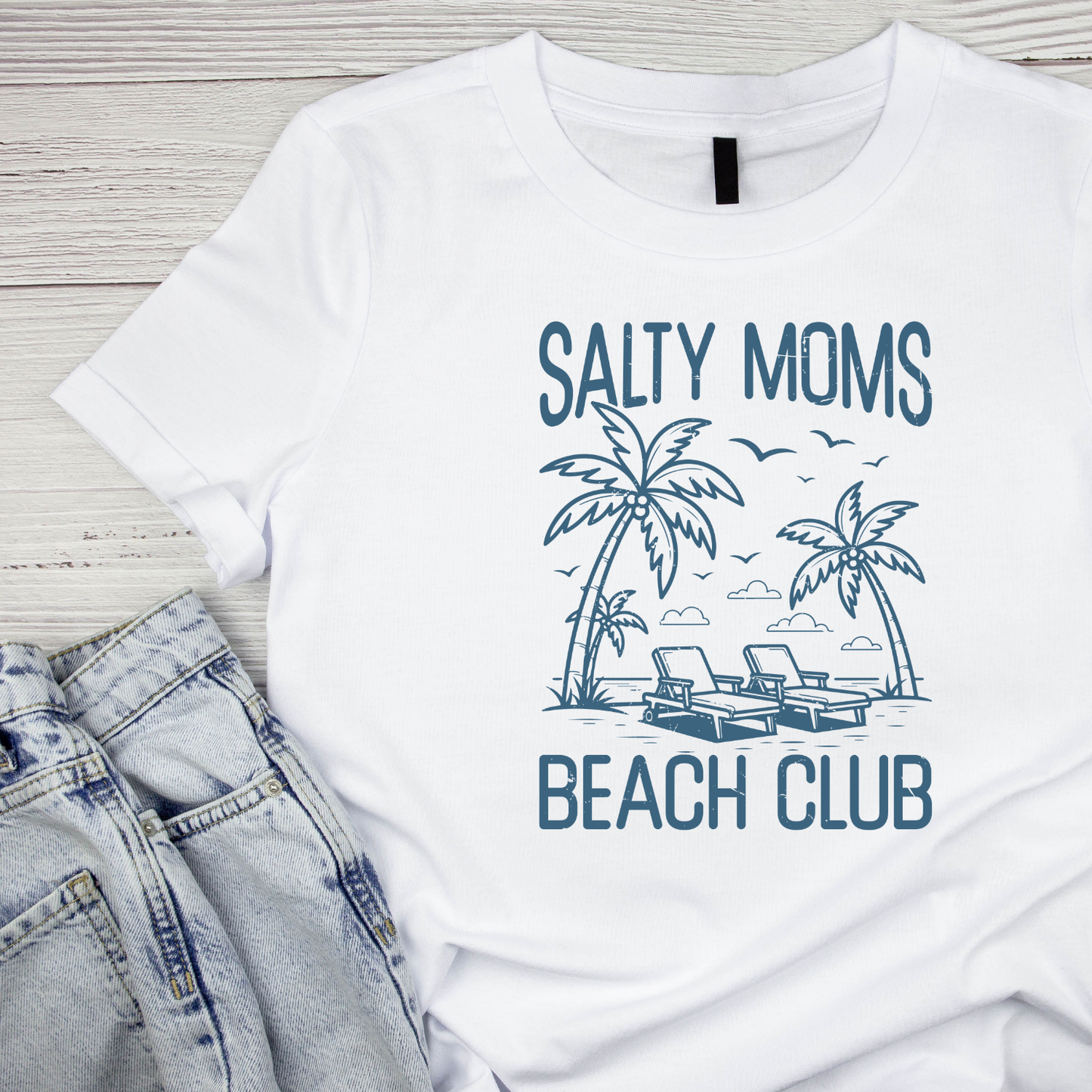 Salty Moms Beach Club T-shirt | Mama Graphic Tee | Mommy Printed Shirt | Mother’s Day | Birthday