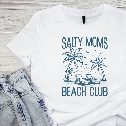 Salty Moms Beach Club T-shirt | Mama Graphic Tee | Mommy Printed Shirt | Mother’s Day | Birthday