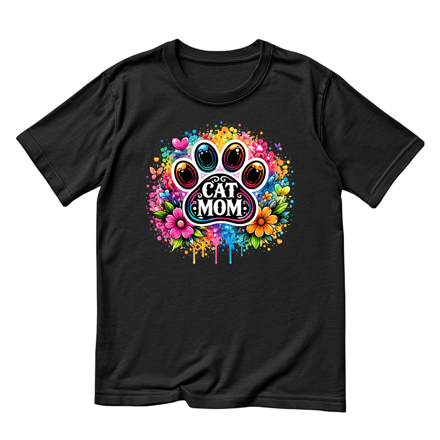 Cat Mom Watercolour Flower T-shirt | Mama Graphic Tee | Mommy Printed Shirt | Mother’s Day | Birthday