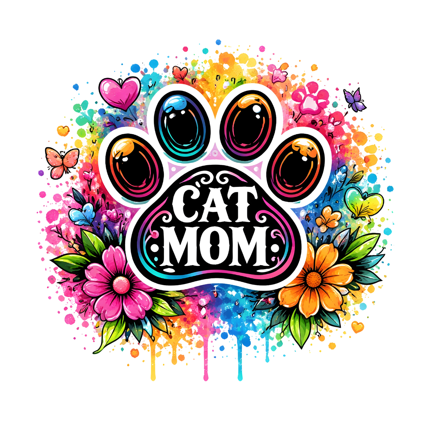 Cat Mom Watercolour Flower T-shirt | Mama Graphic Tee | Mommy Printed Shirt | Mother’s Day | Birthday