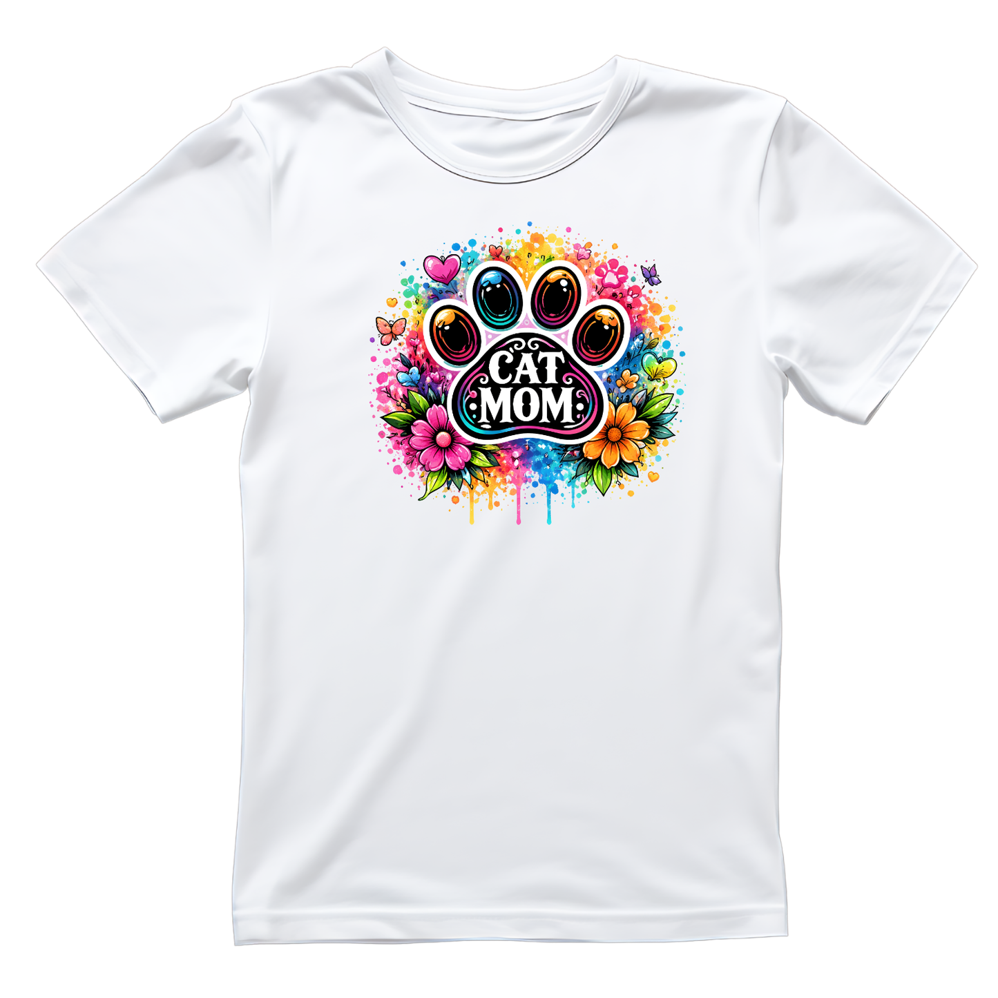 Cat Mom Watercolour Flower T-shirt | Mama Graphic Tee | Mommy Printed Shirt | Mother’s Day | Birthday