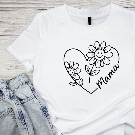 Mama Flower Heart T-shirt | Mama Graphic Tee | Mommy Printed Shirt | Mother’s Day | Birthday