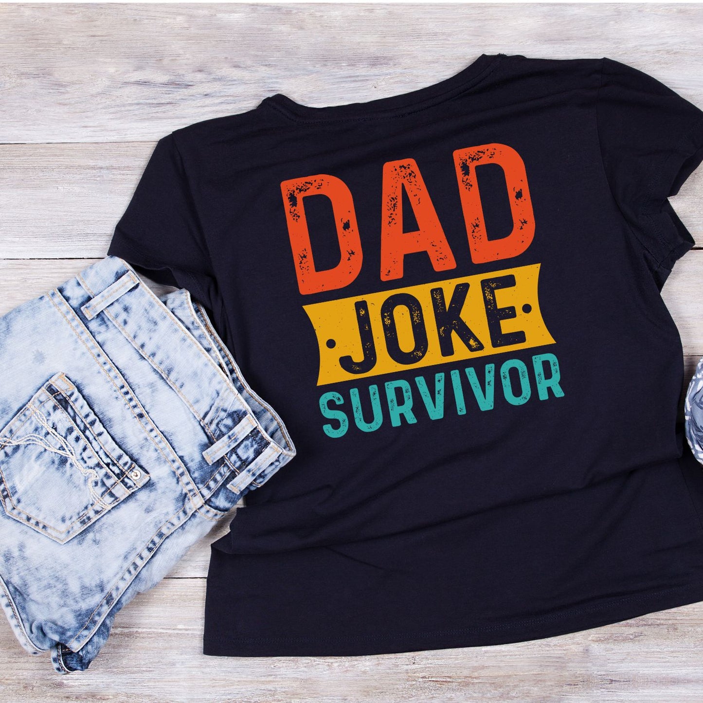 Dad Joke Survivor Coloured Font T-shirt