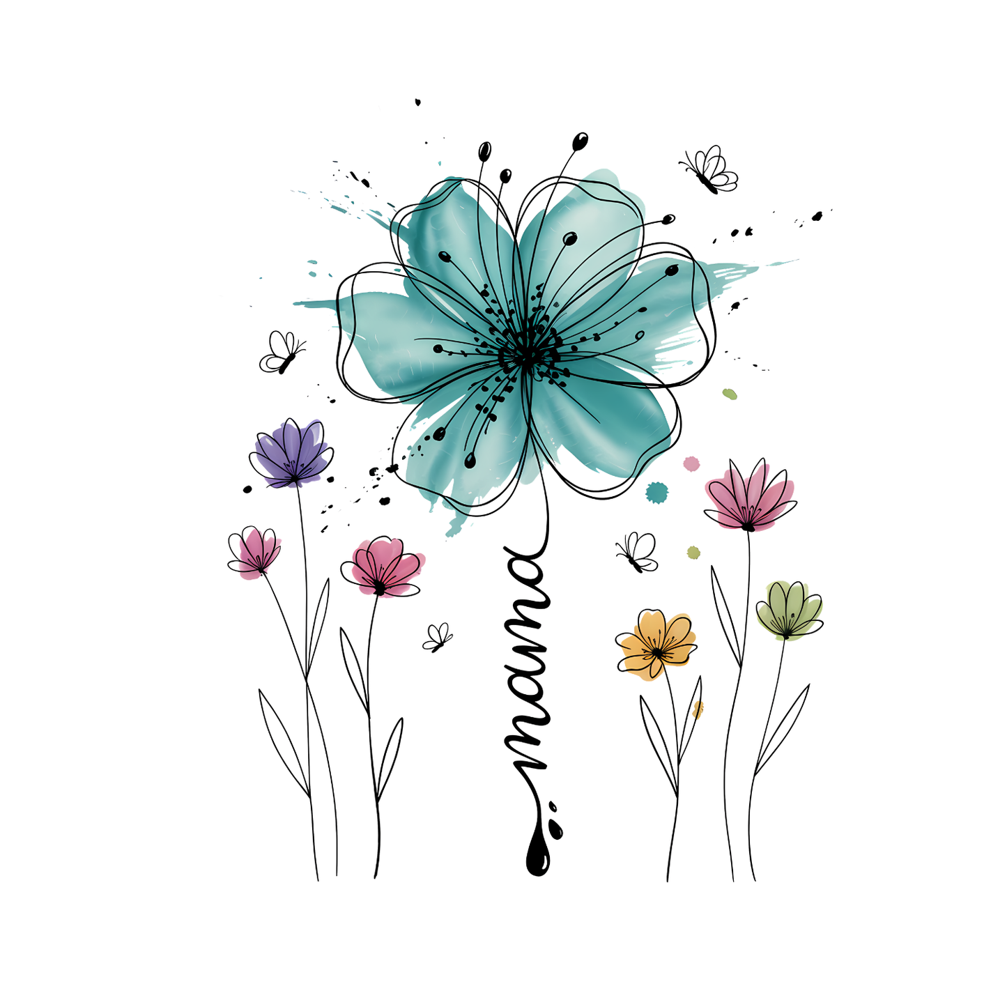 Mama Flower Watercolour T-shirt | Mama Graphic Tee | Mommy Printed Shirt | Mother’s Day | Birthday
