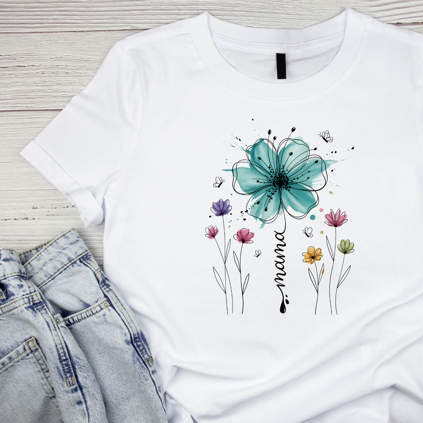 Mama Flower Watercolour T-shirt | Mama Graphic Tee | Mommy Printed Shirt | Mother’s Day | Birthday