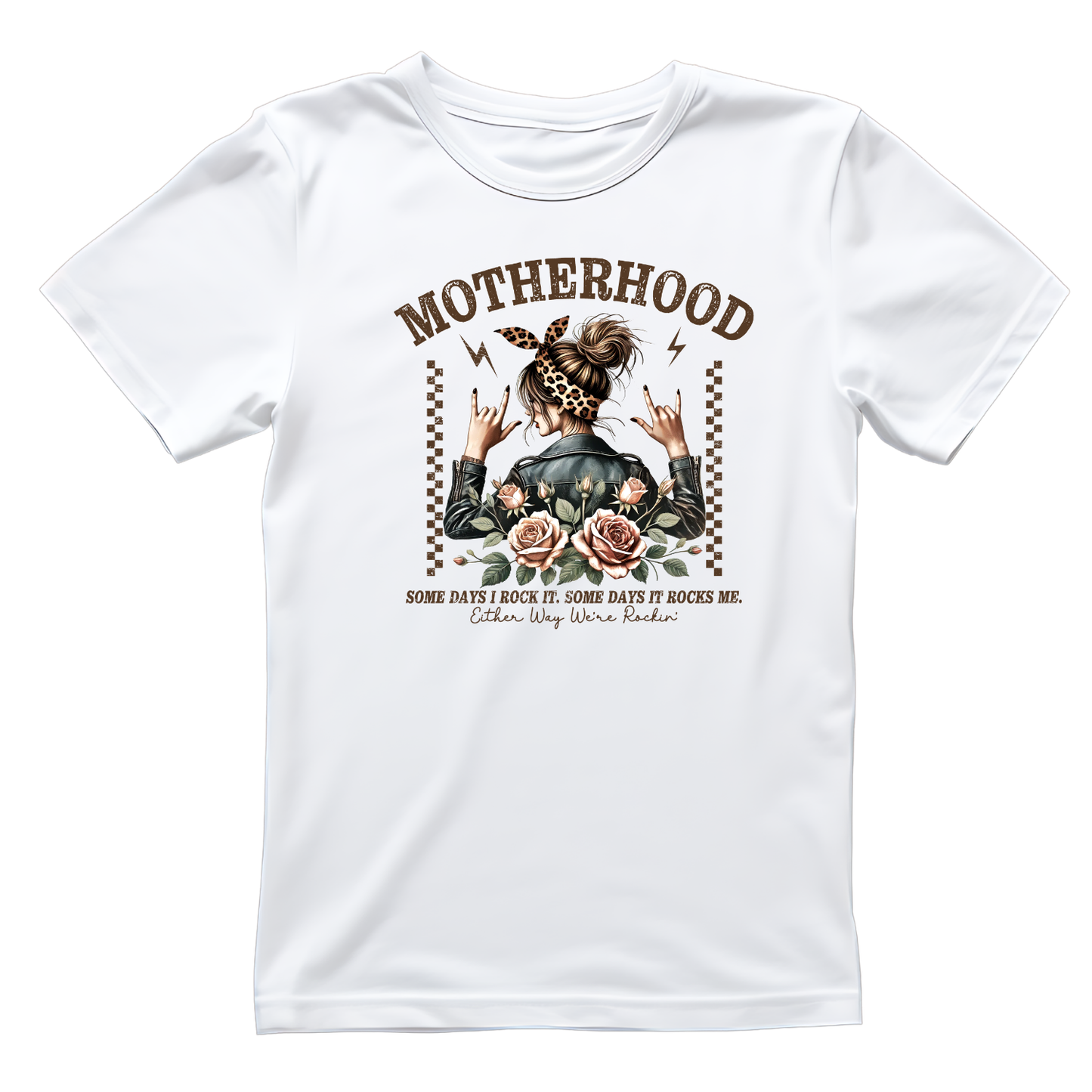 Motherhood Some Days I Rock. Somedays it Rocks Me. Either Way We’re Rocking T-shirt | Mama Graphic Tee | Mommy Printed Shirt | Mother’s Day | Birthday