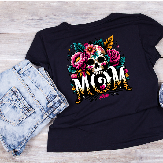 Mom Skull Bursting Florals T-shirt | Mama Graphic Tee | Mommy Printed Shirt | Mother’s Day | Birthday