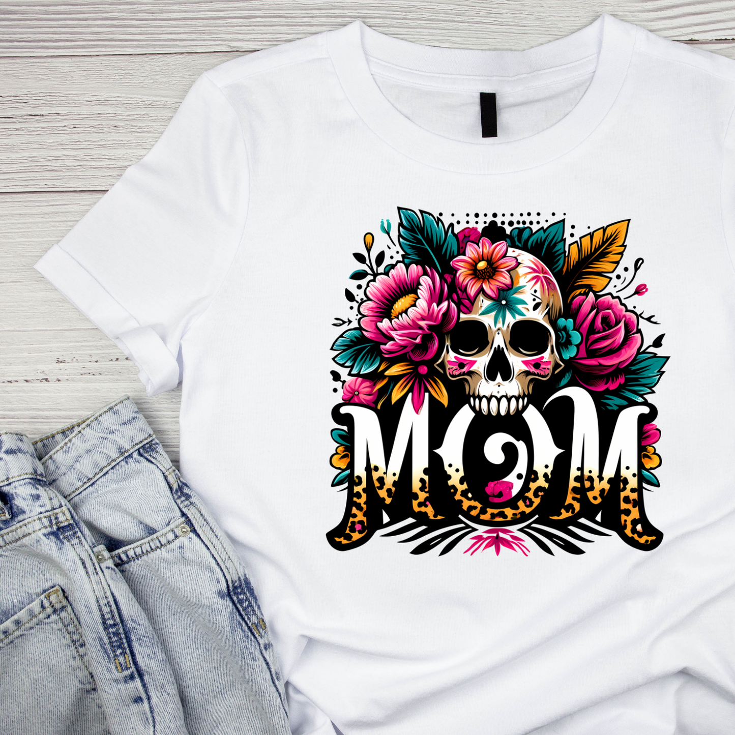 Mom Skull Bursting Florals T-shirt | Mama Graphic Tee | Mommy Printed Shirt | Mother’s Day | Birthday
