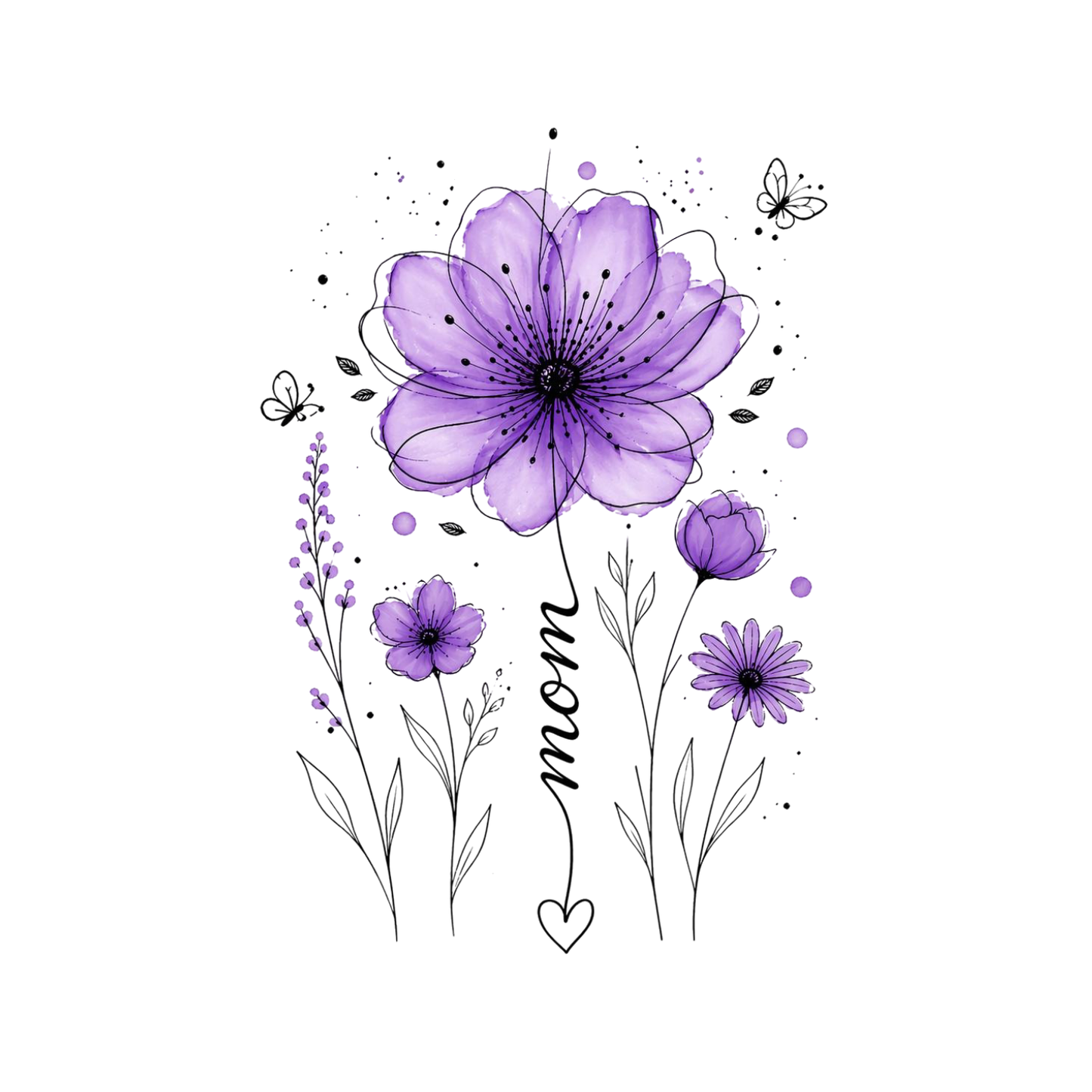 Mama Purple Flower Watercolour T-shirt | Mama Graphic Tee | Mommy Printed Shirt | Mother’s Day | Birthday