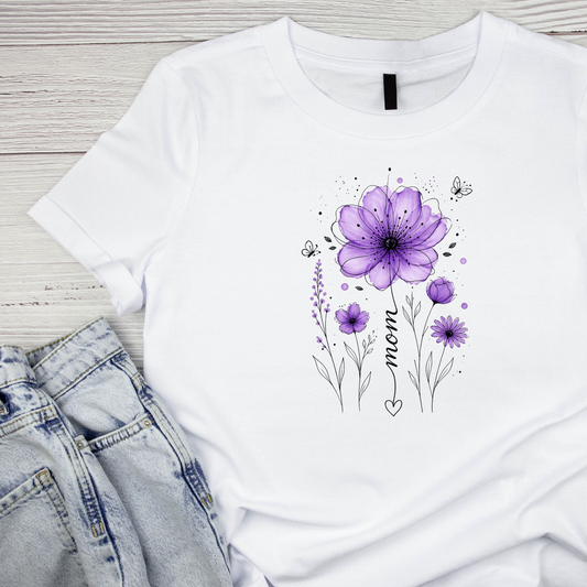 Mama Purple Flower Watercolour T-shirt | Mama Graphic Tee | Mommy Printed Shirt | Mother’s Day | Birthday