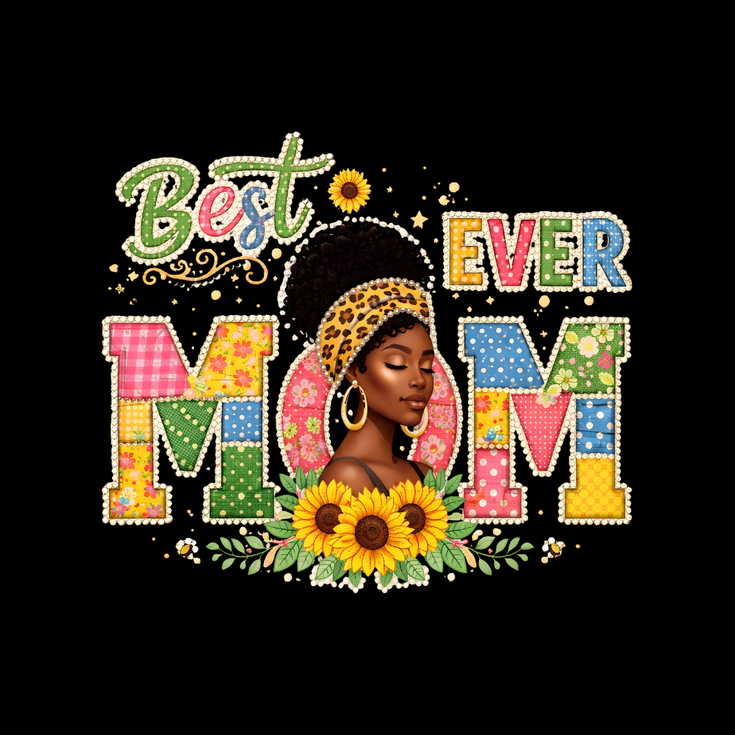 Best Mom Ever Sunflower Faux Quilting T-shirt | Mama Graphic Tee | Mommy Printed Shirt | Mother’s Day |