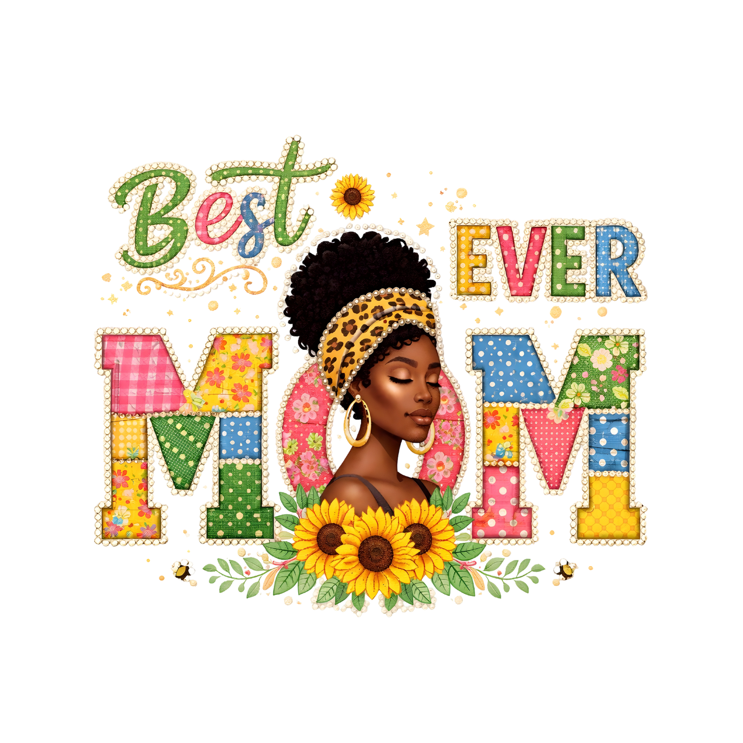 Best Mom Ever Sunflower Faux Quilting T-shirt | Mama Graphic Tee | Mommy Printed Shirt | Mother’s Day |