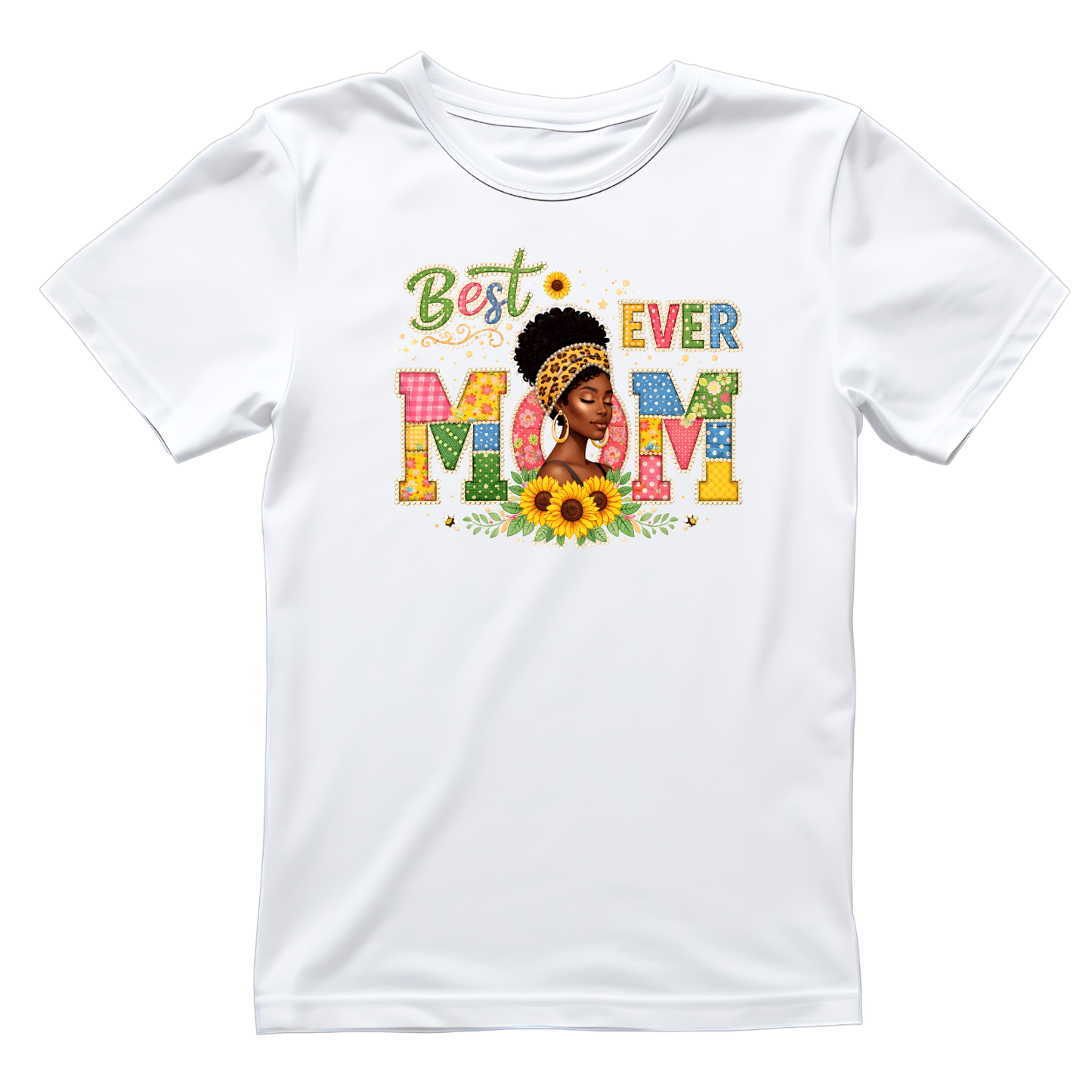 Best Mom Ever Sunflower Faux Quilting T-shirt | Mama Graphic Tee | Mommy Printed Shirt | Mother’s Day |