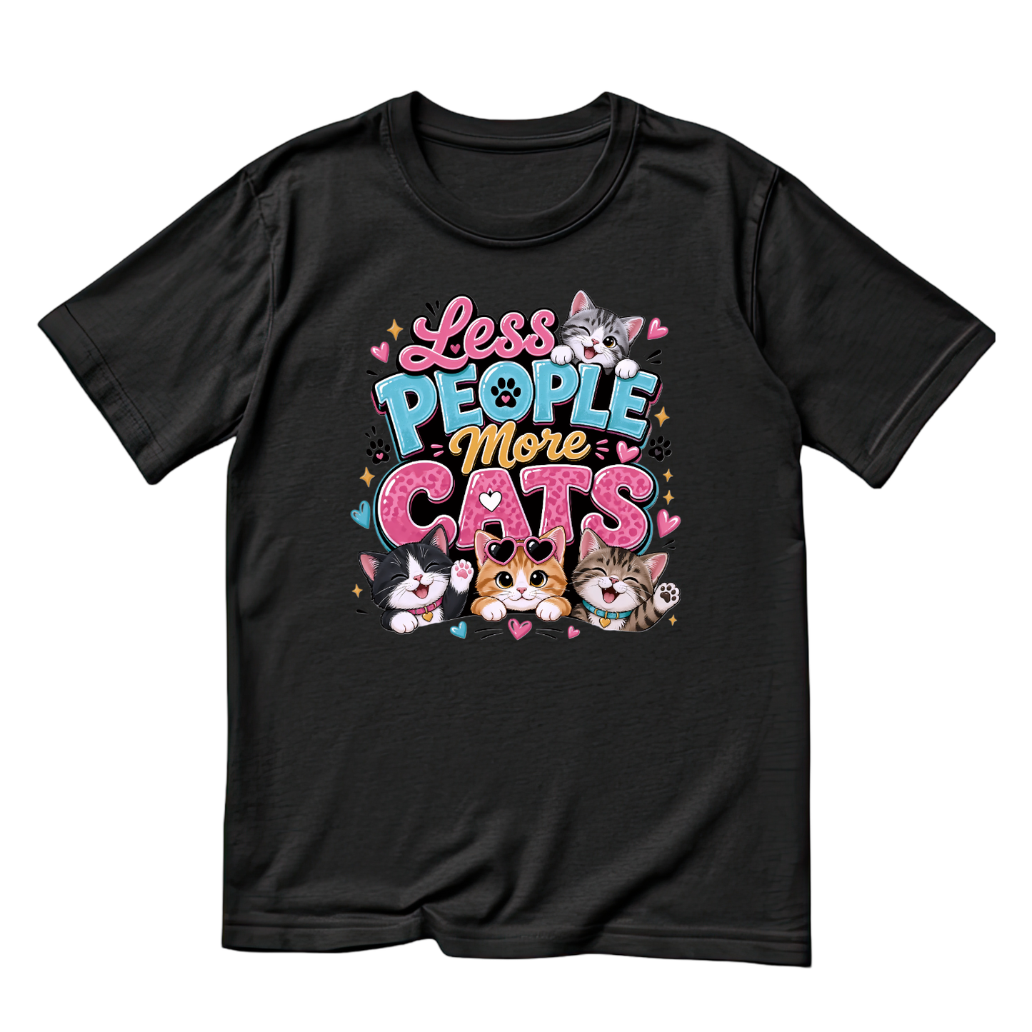 Less People More Cats T-Shirt| Cat Kitty Kitten | Joke Sarcastic Funny