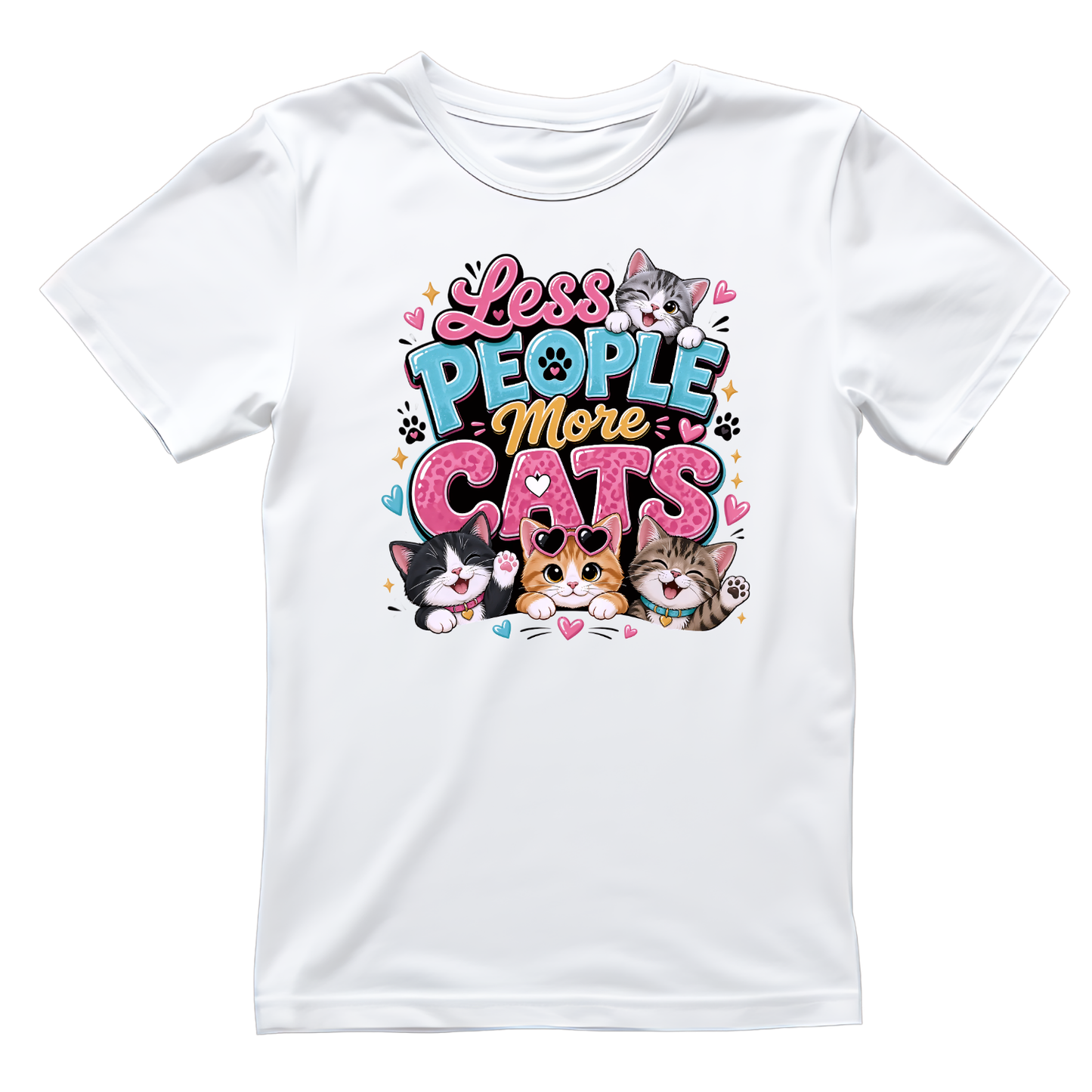 Less People More Cats T-Shirt| Cat Kitty Kitten | Joke Sarcastic Funny