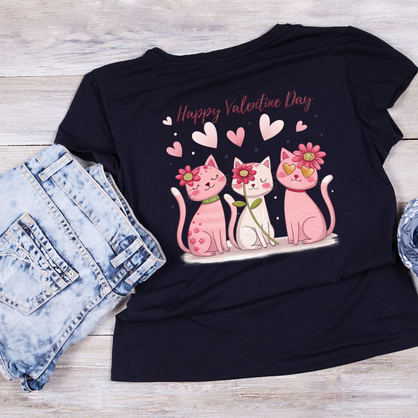 Happy Valentine’s Day T-shirt | Cats | Pink
