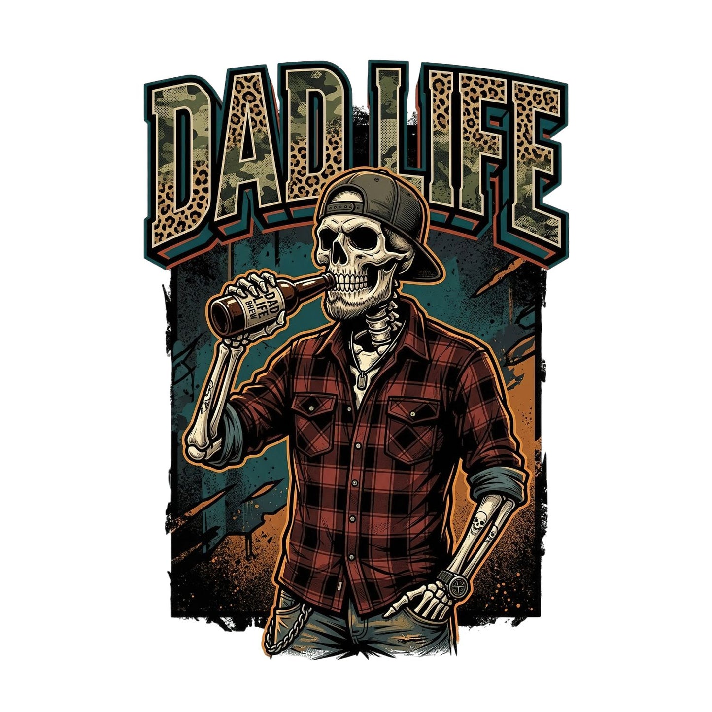 Dad Life Skeleton Drinking Beer T-Shirt | Graphic Tee | Father’s Day Shirt | Birthday